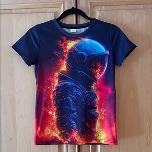 Astronaut Graphic Kids T-Shirt - Blue and Red